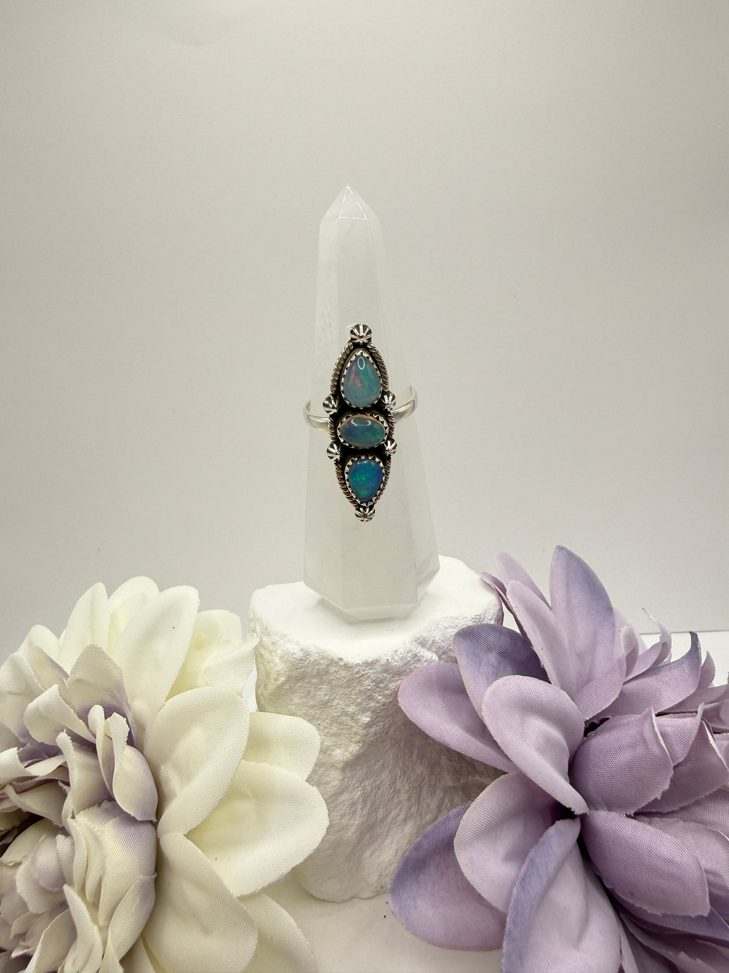 Ethiopian fire opal size 10 sterling silver