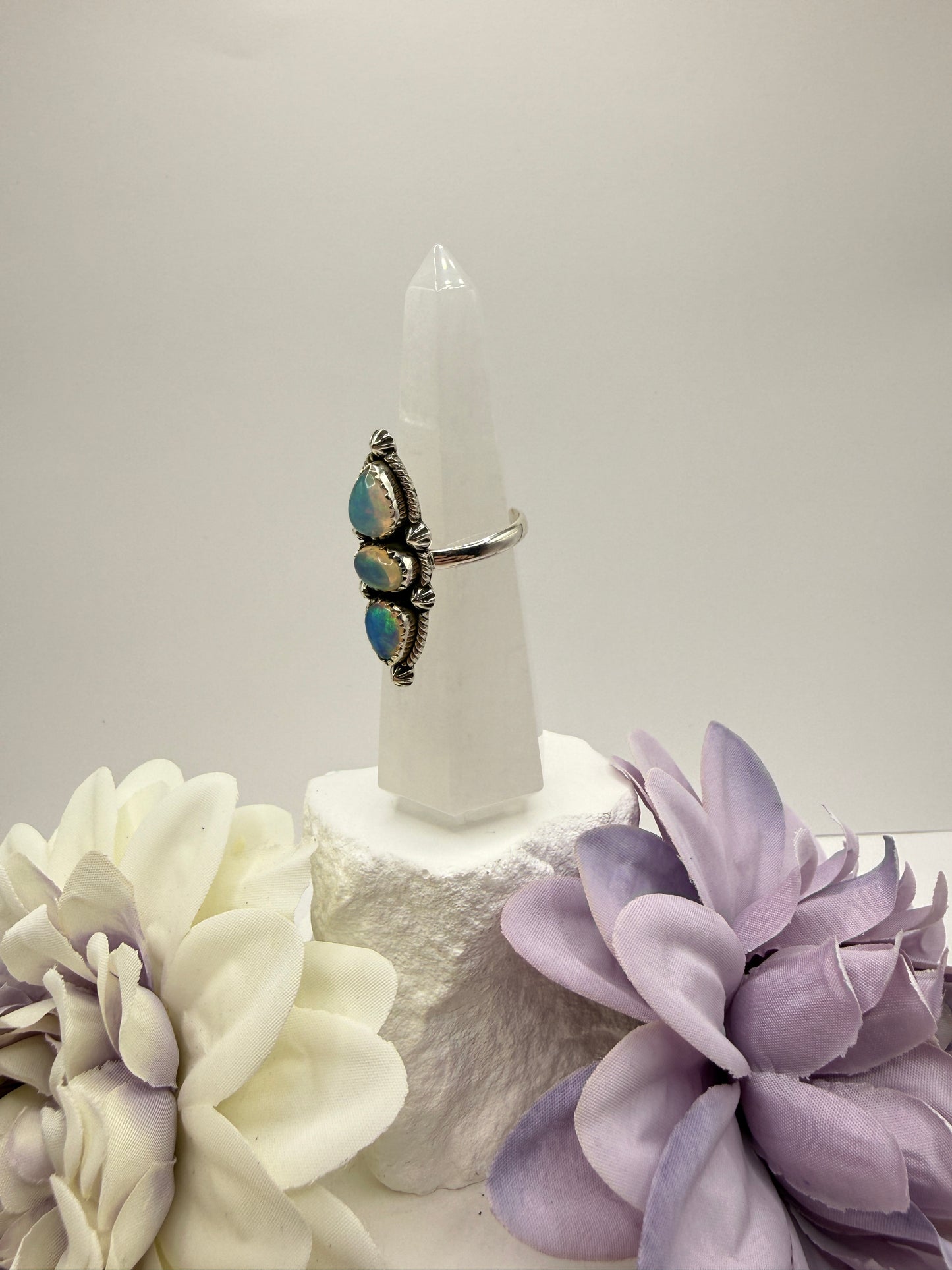 Ethiopian fire opal size 10 sterling silver