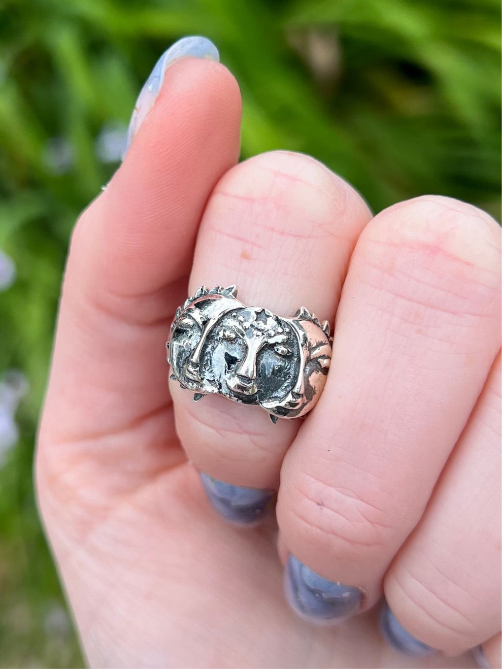 Size 6.5 Sun and Moon Ring Sterling Silver