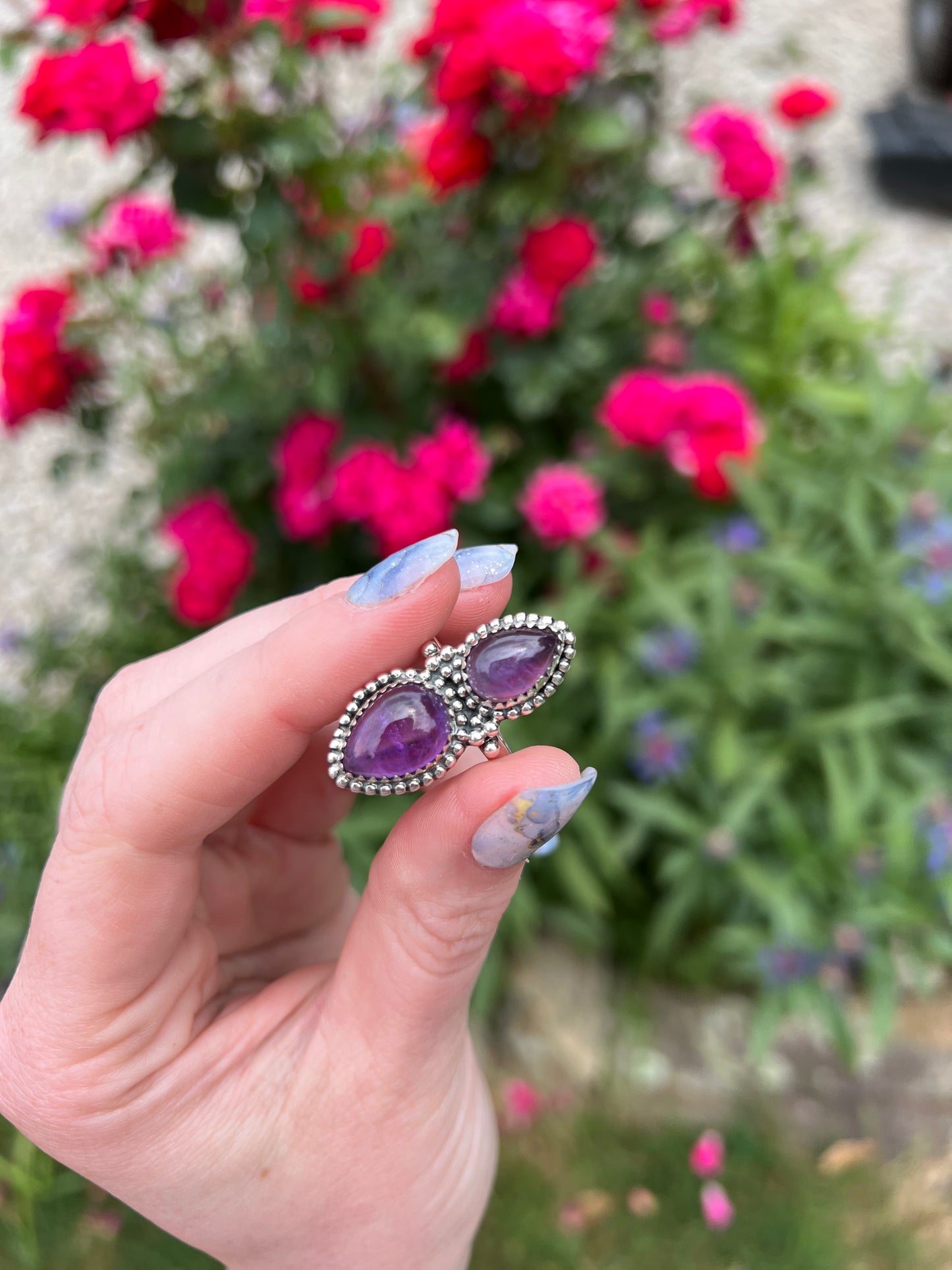 Size 8 Amethyst Ring Sterling Silver