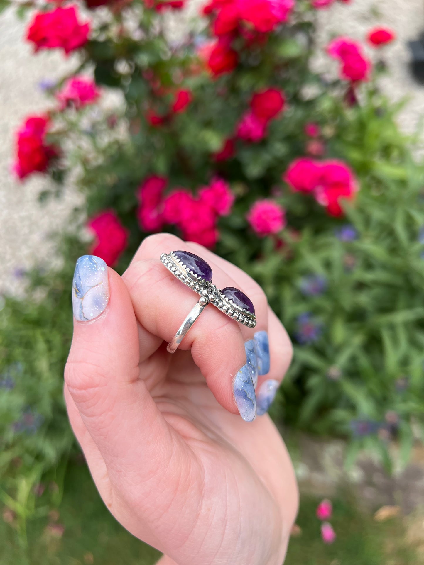Size 8 Amethyst Ring Sterling Silver