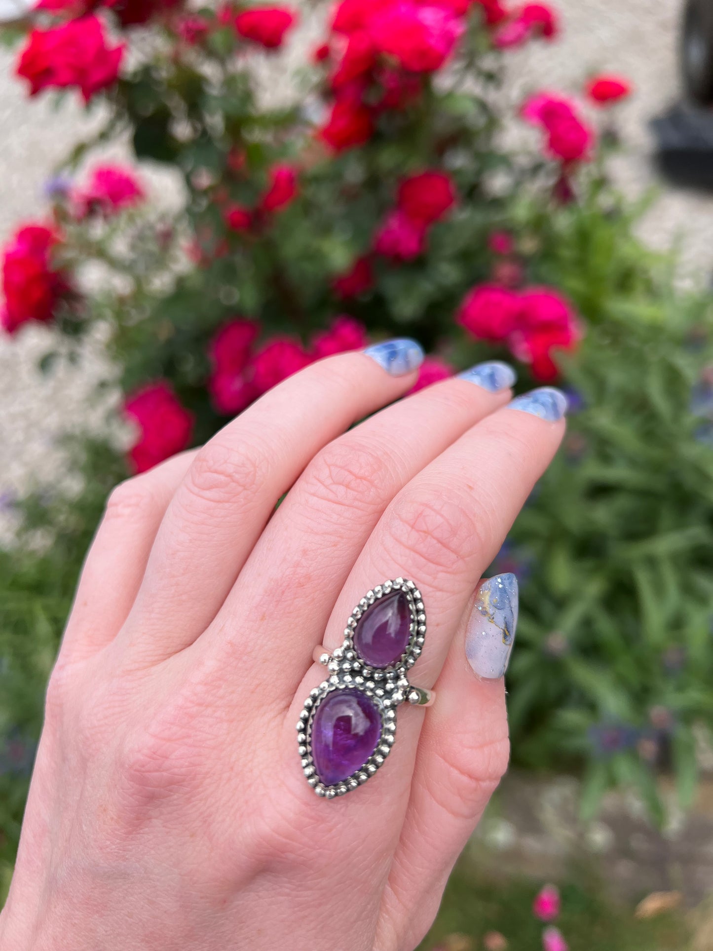 Size 8 Amethyst Ring Sterling Silver