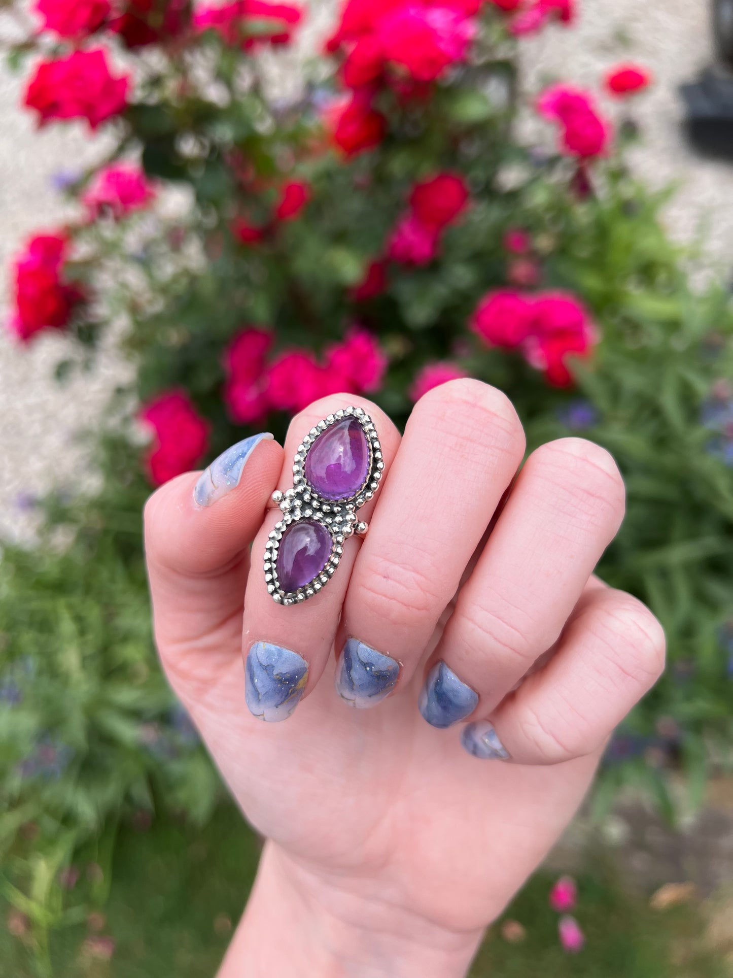 Size 8 Amethyst Ring Sterling Silver