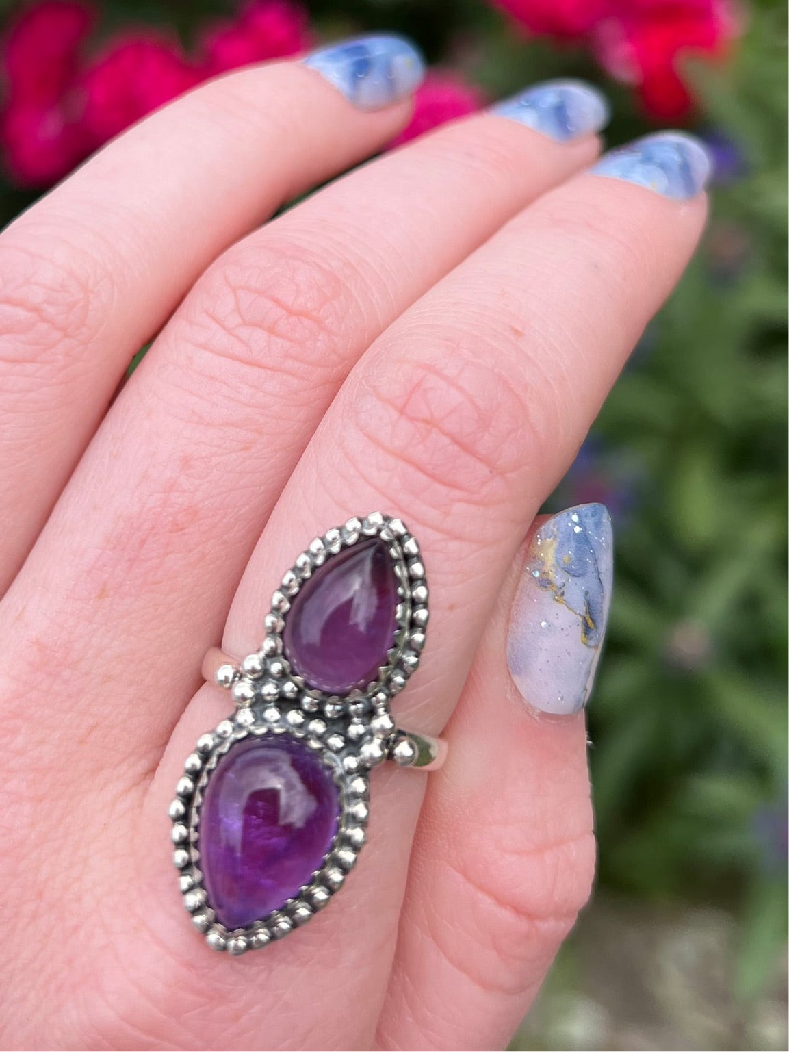Size 8 Amethyst Ring Sterling Silver