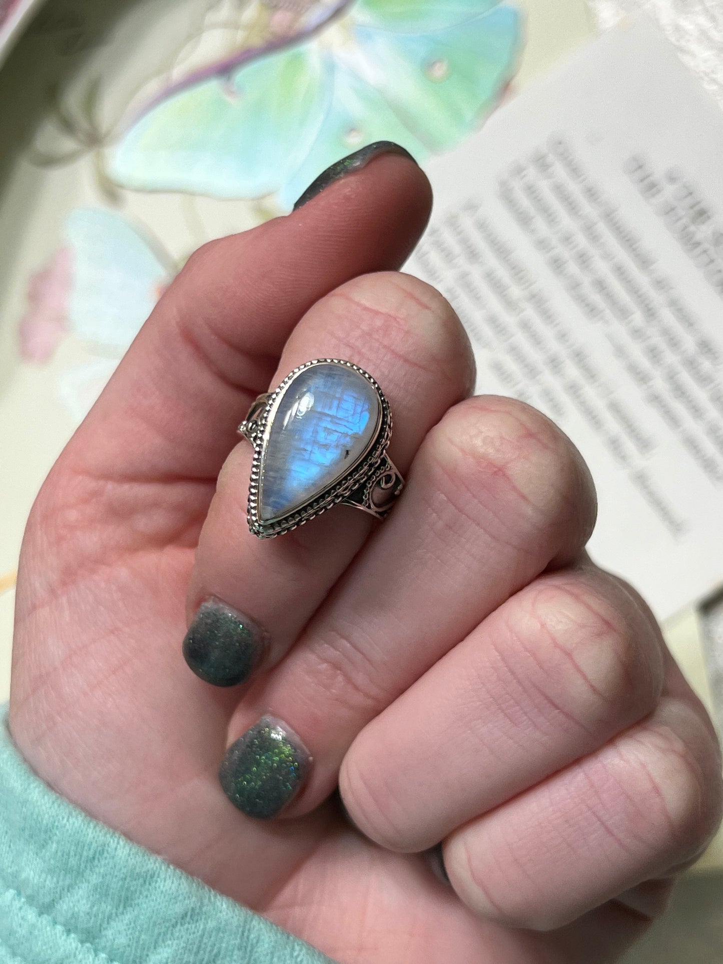 Size 6.5 Moonstone Ring Sterling Silver