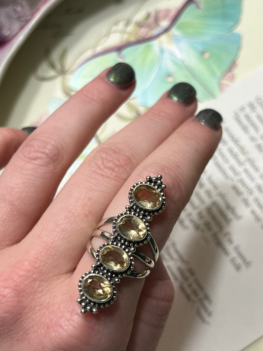 Size 8.75 Citrine Multi Ring Sterling Silver