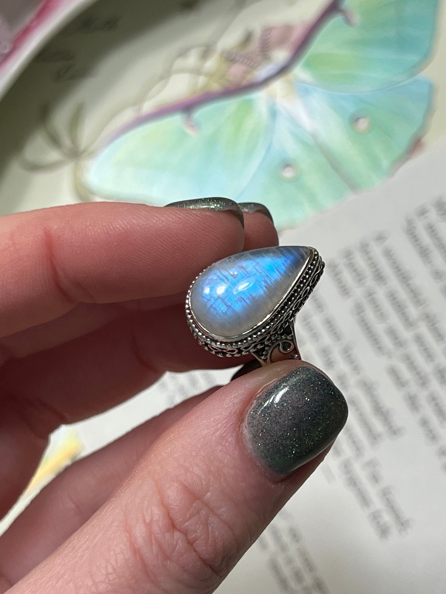 Size 6.5 Moonstone Ring Sterling Silver
